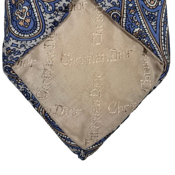 Vintage Christian Dior Silk Tie Blue Paisley Made in USA Luxury Designer READ - Picture 6 of 8